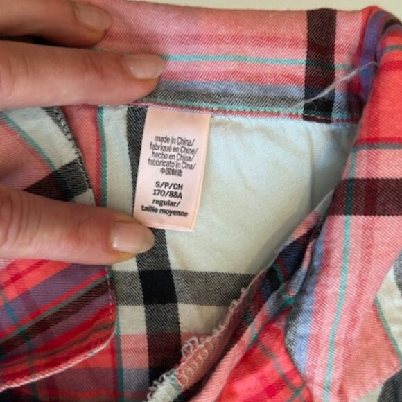 NWOT Victoria's Secret Turquoise & Pink Plaid Lightweight Flannel PJs - Size S - Picture 7 of 9